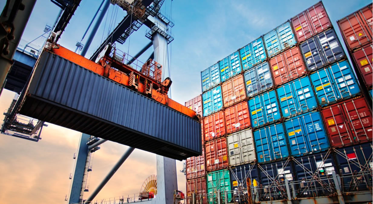 Containers being loaded for agricultural commodity export